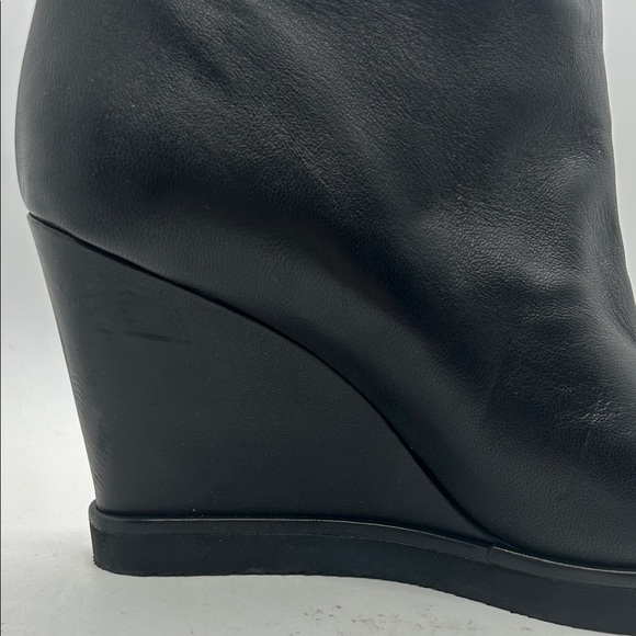 Tamara Mellon Sexy Black Leather Fur Wedge Ankle Boots Shoes **Size 39** 🌹🌹 - Picture 10 of 10